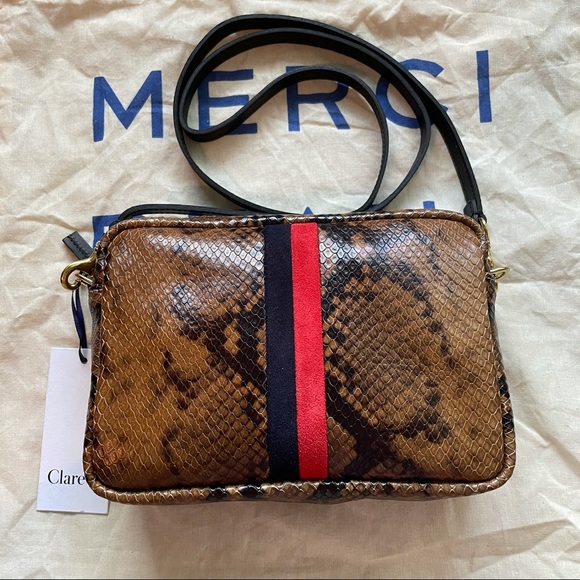 Clare V. Midi Sac crossbody in walnut python - Picture 6 of 15